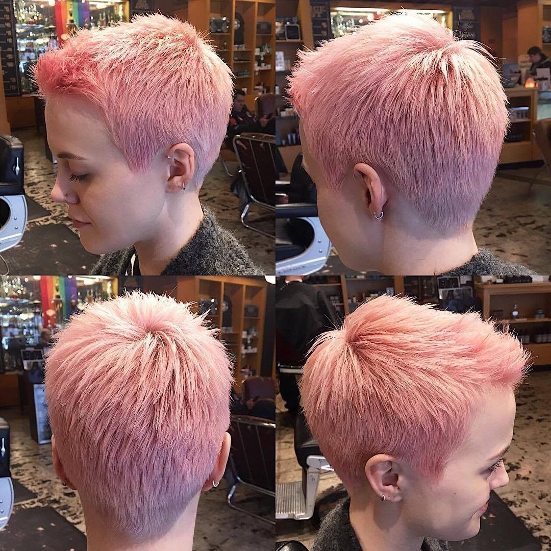 Pixie rosa rasato - Instagram: @kurzhaarestylen
