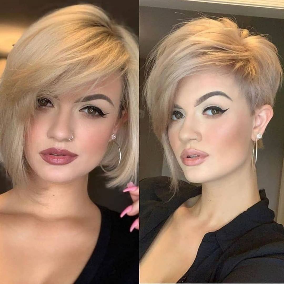 prima e dopo capelli biondi - @kurzhaarestylen