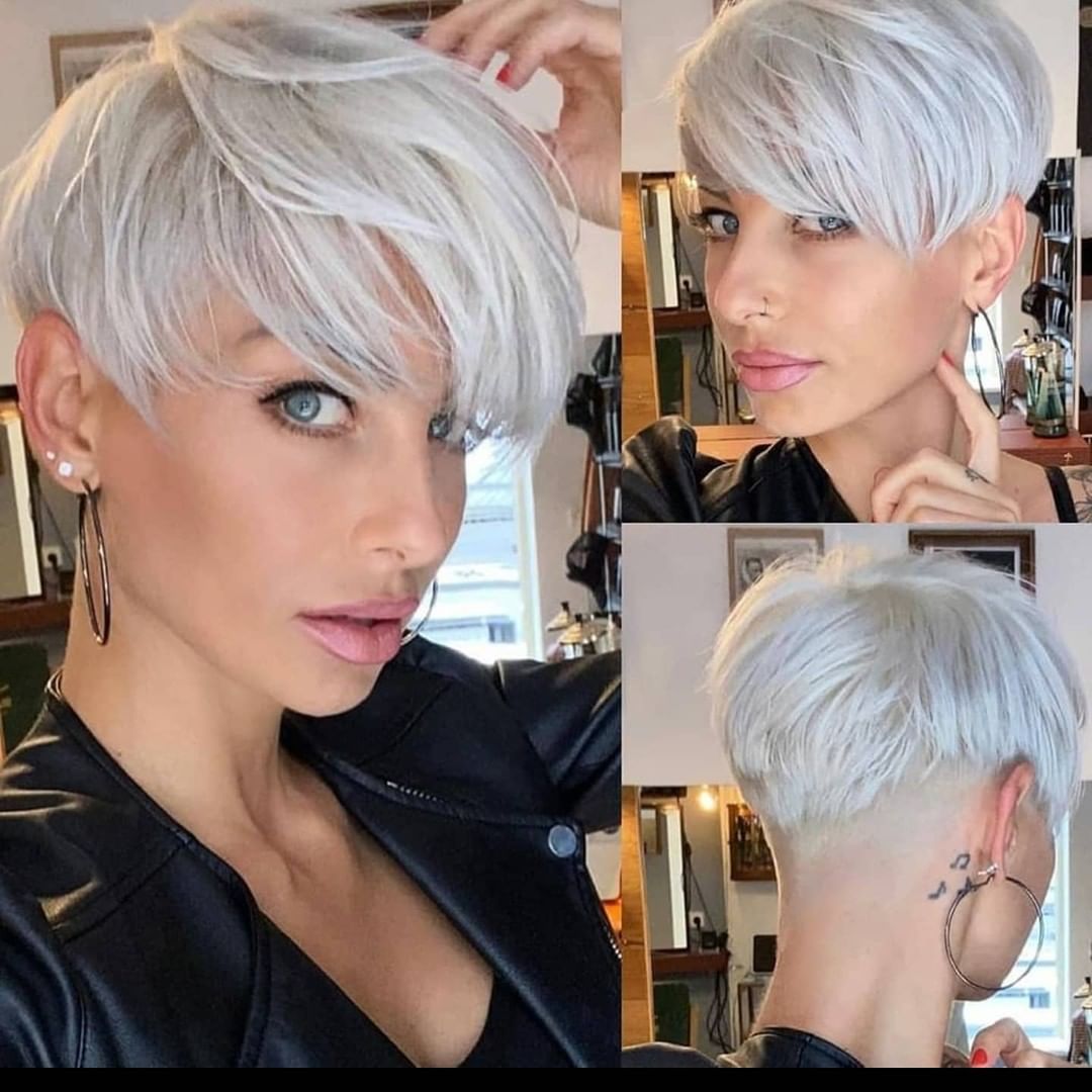 Pixie con ciuffo sfilato - Instagram: @shorthairlife 